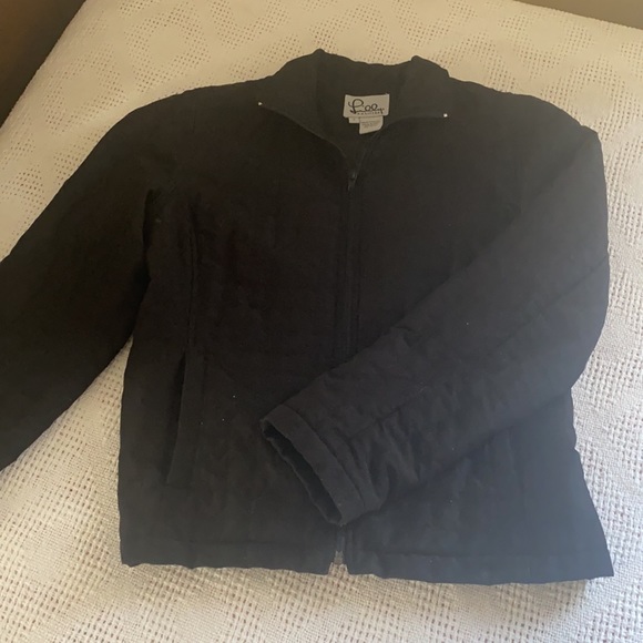 Lilly Pulitzer White Label Black Quilted Zipper Jacket S - Picture 8 of 15